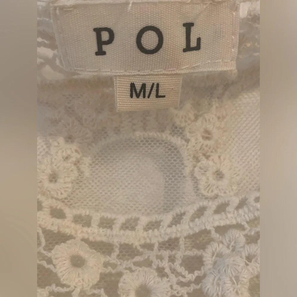 POL Lace & Mesh Pullover Top Bohemian Sheer Ivory Women’s Size M/L